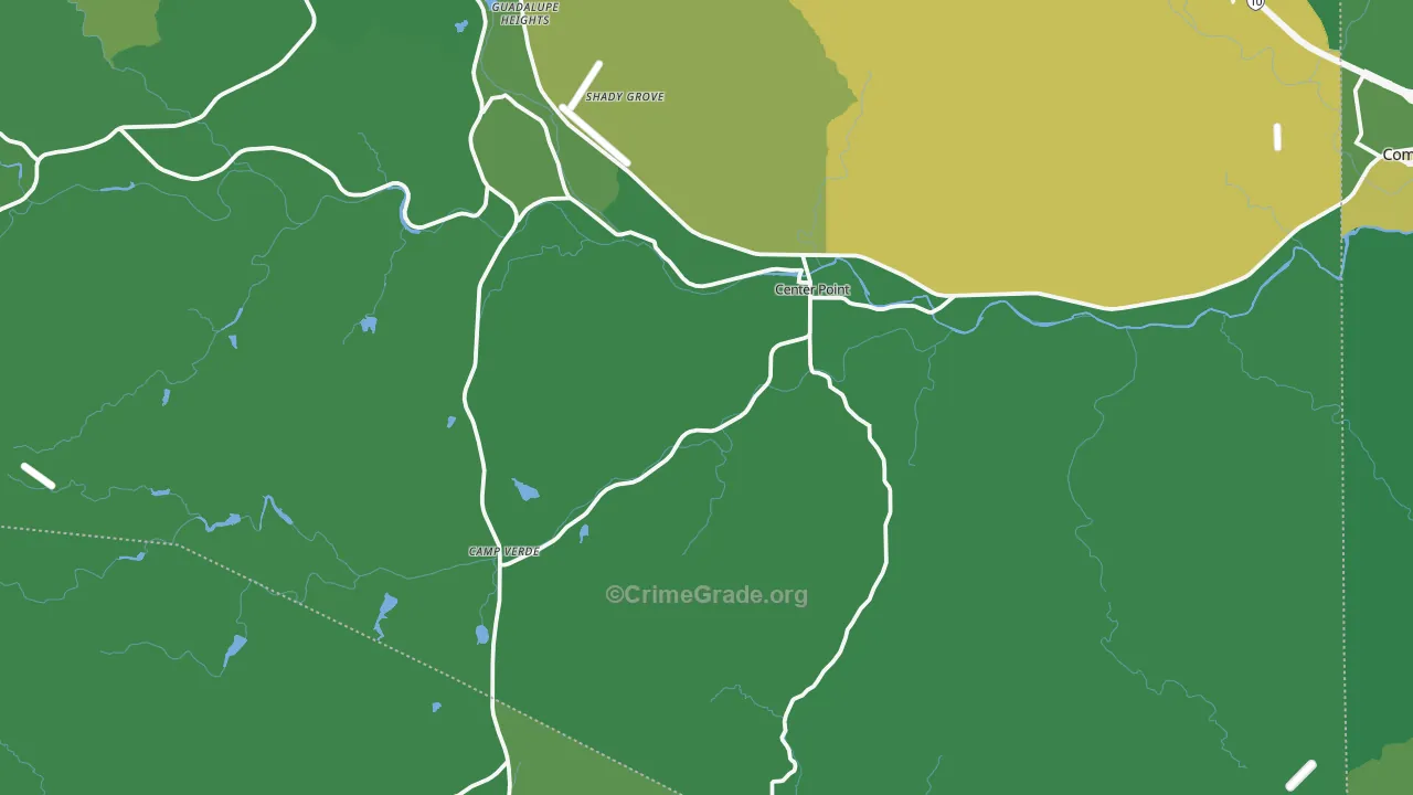 Center Point, TX Map of Vehicle Theft Rates
