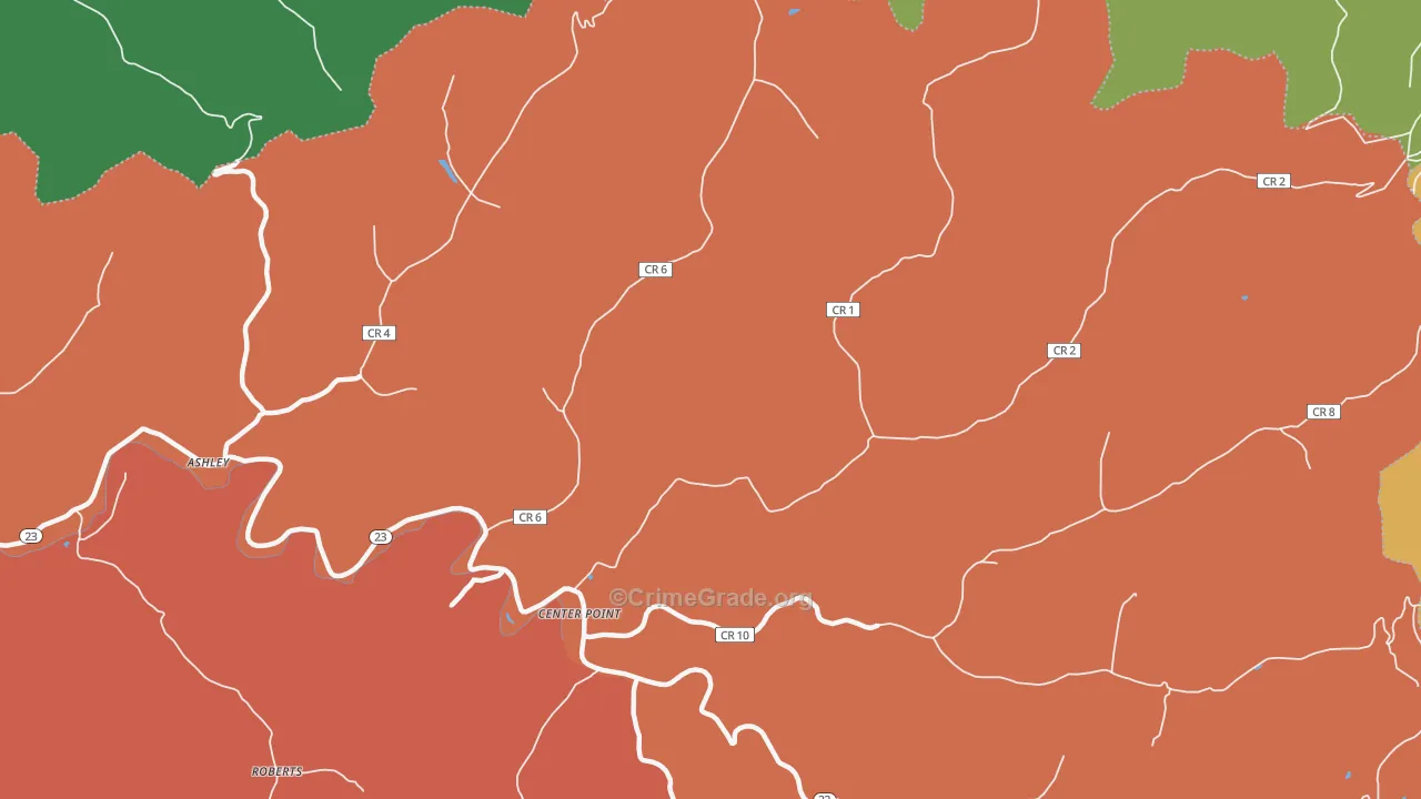 Center Point, WV Map of Vehicle Theft Rates
