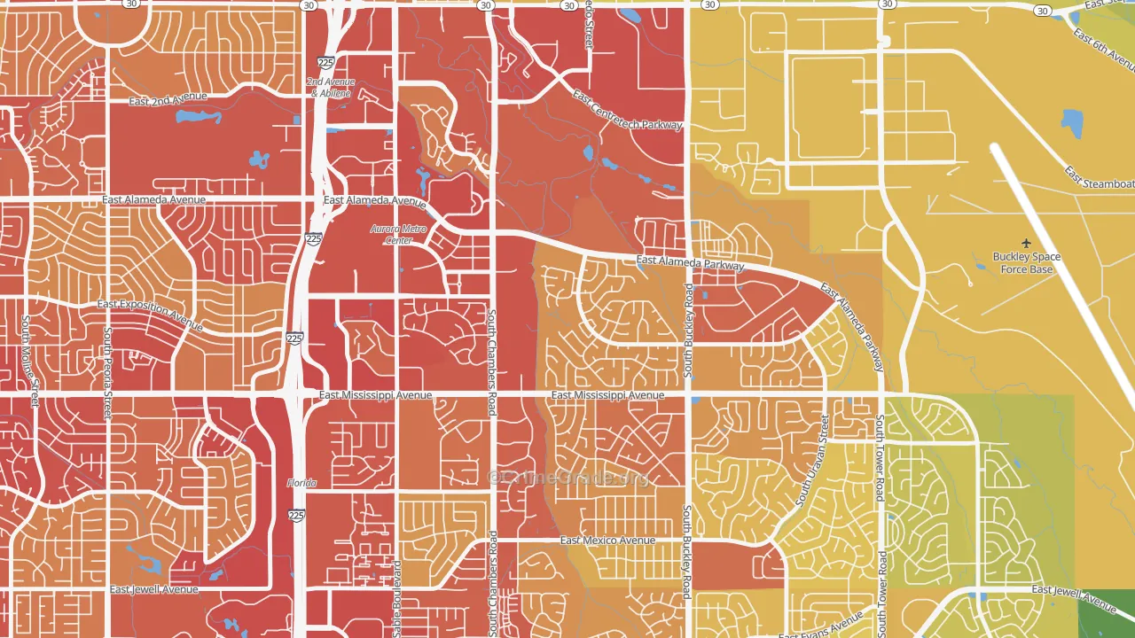 Center Pointe, Aurora, CO Map of Vehicle Theft Rates