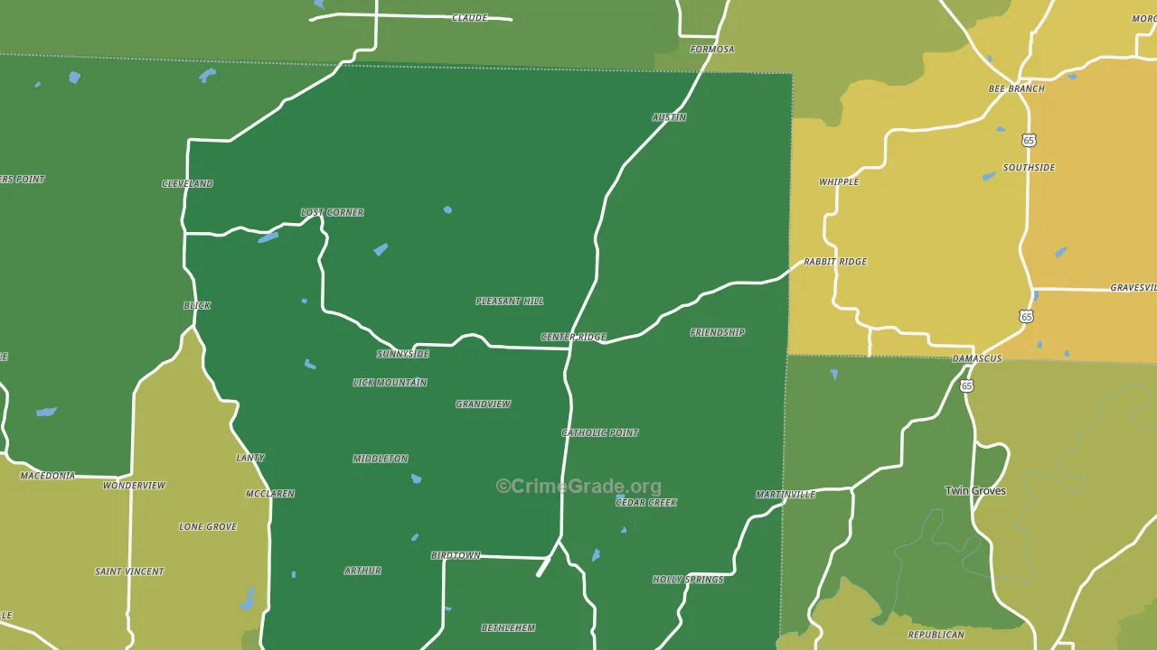 Center Ridge, AR Map of Vehicle Theft Rates