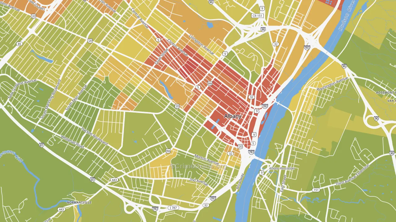 Center Square, Albany, NY Map of Vehicle Theft Rates