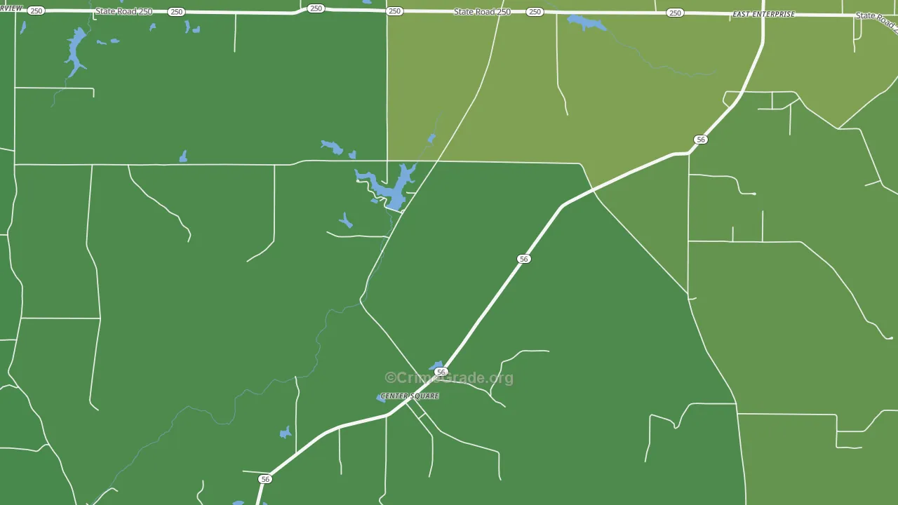 Center Square, IN Map of Vehicle Theft Rates