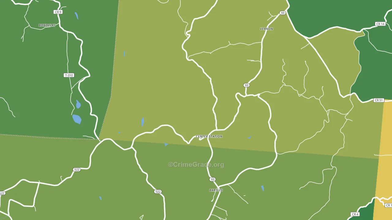 Center Station, OH Map of Vehicle Theft Rates