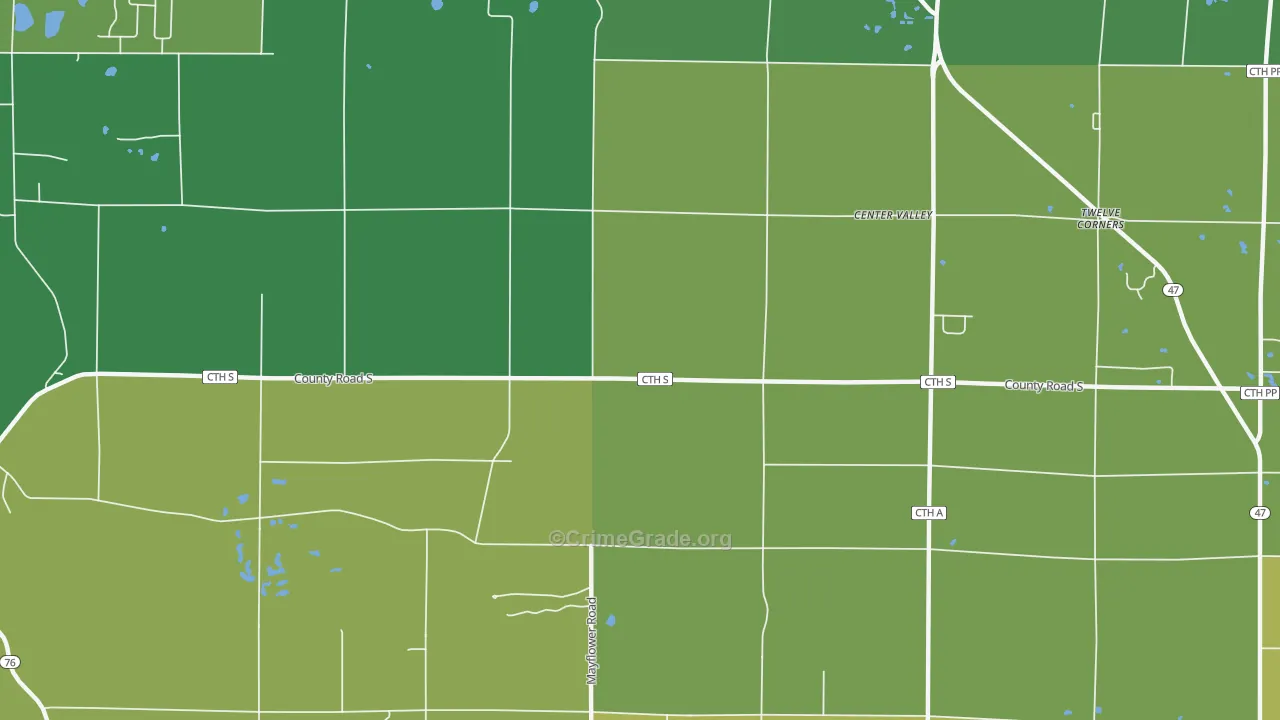 Center Valley, WI Map of Vehicle Theft Rates