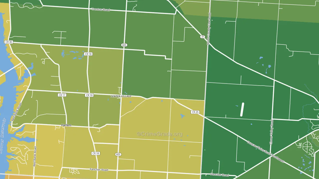 Center Village, OH Map of Vehicle Theft Rates