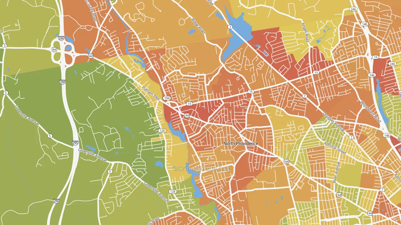 Centerdale, Providence, RI Map of Vehicle Theft Rates