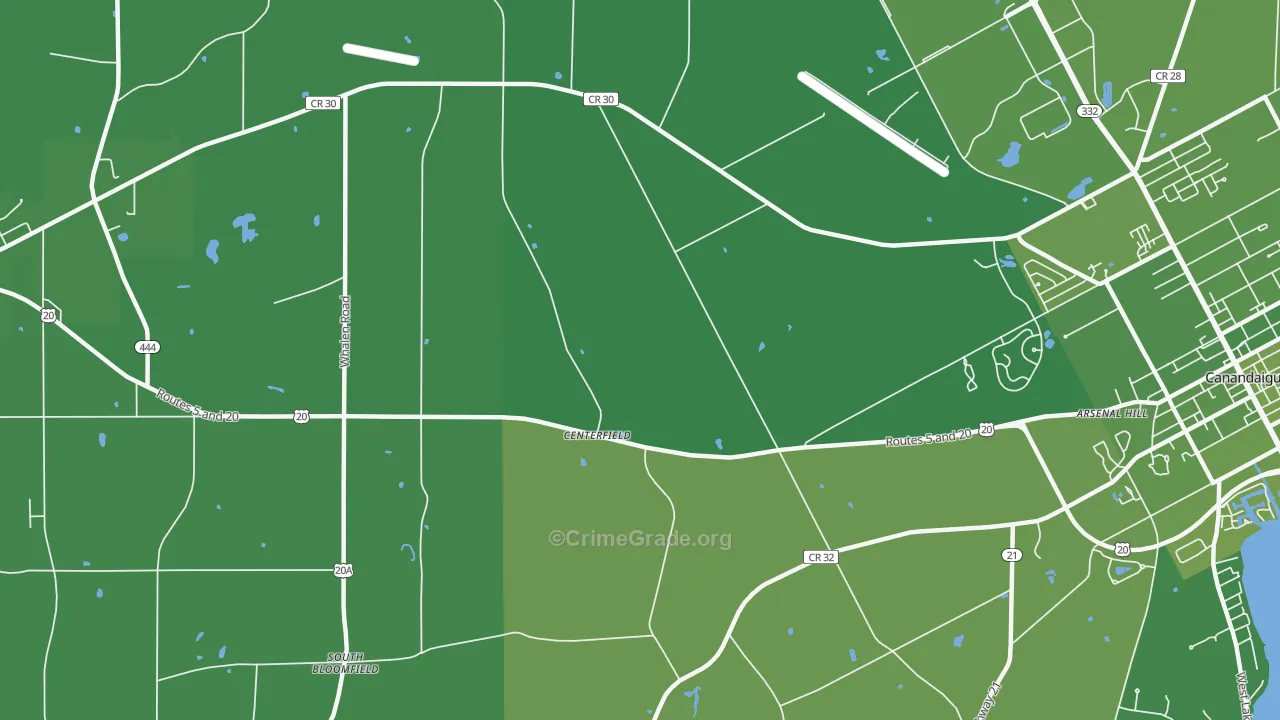 Centerfield, NY Map of Vehicle Theft Rates