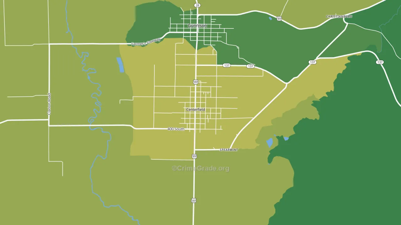 Centerfield, UT Map of Vehicle Theft Rates