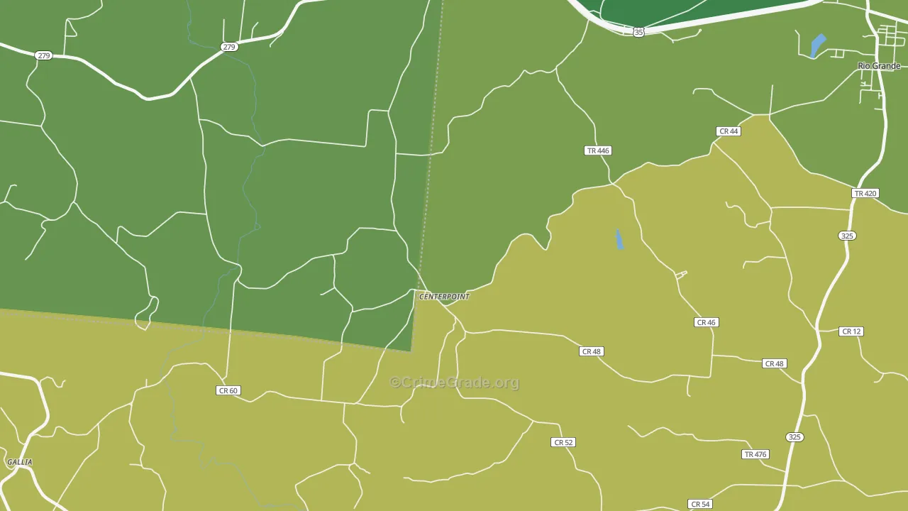 Centerpoint, OH Map of Vehicle Theft Rates