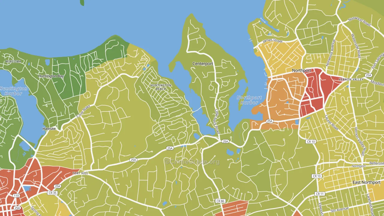 Centerport, NY Map of Vehicle Theft Rates