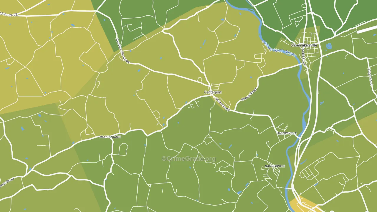Centerport, PA Map of Vehicle Theft Rates