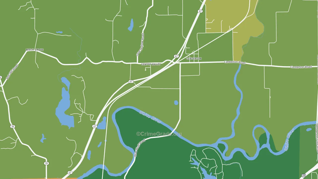 Centerton, IN Map of Vehicle Theft Rates