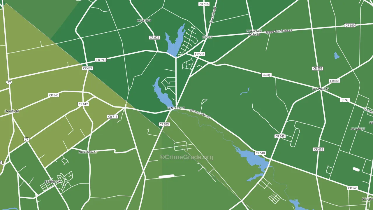 Centerton, NJ Map of Vehicle Theft Rates