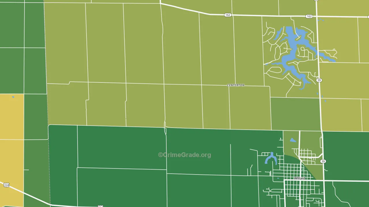 Centerton, OH Map of Vehicle Theft Rates