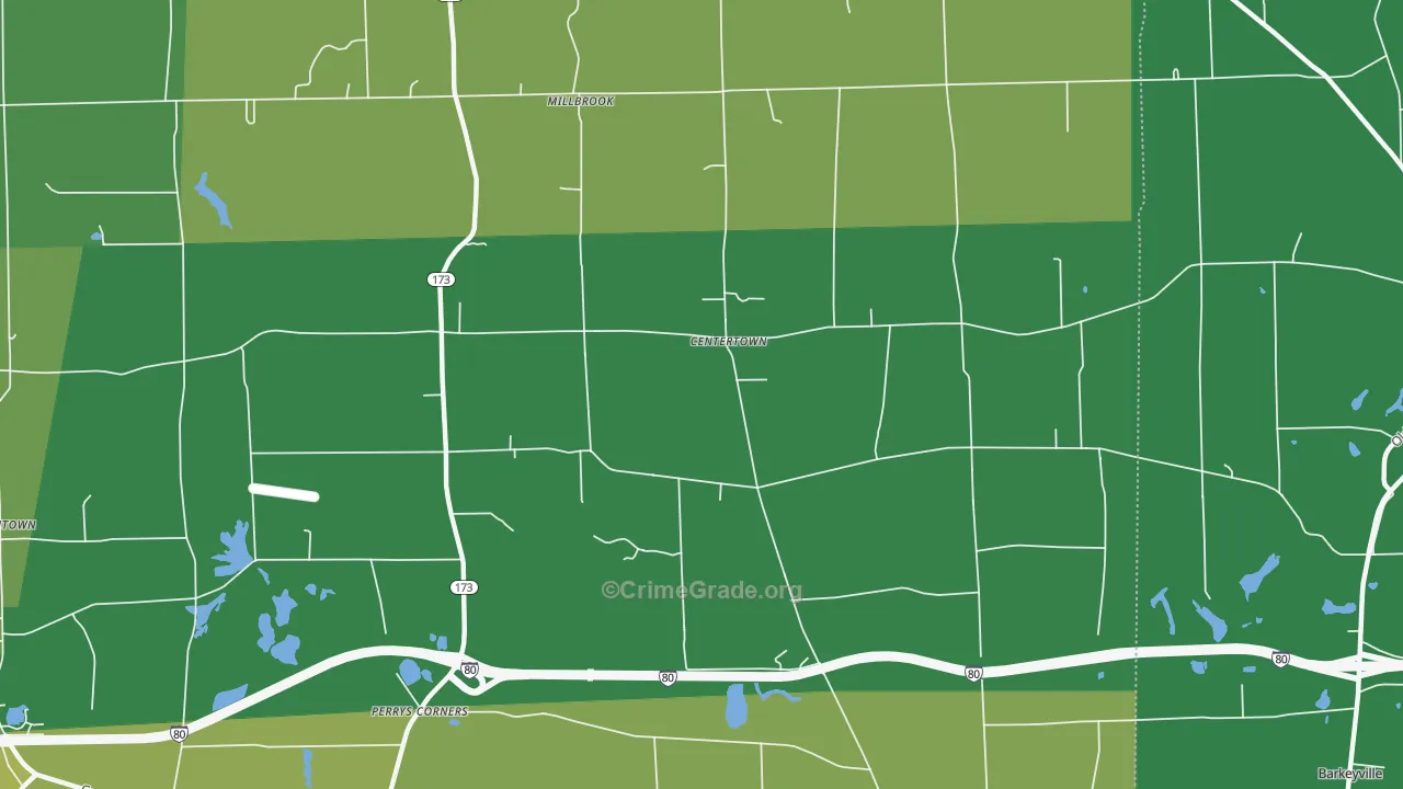 Centertown, PA Map of Vehicle Theft Rates