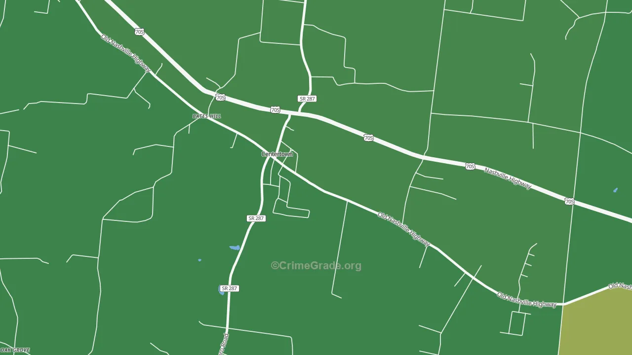 Centertown, TN Map of Vehicle Theft Rates