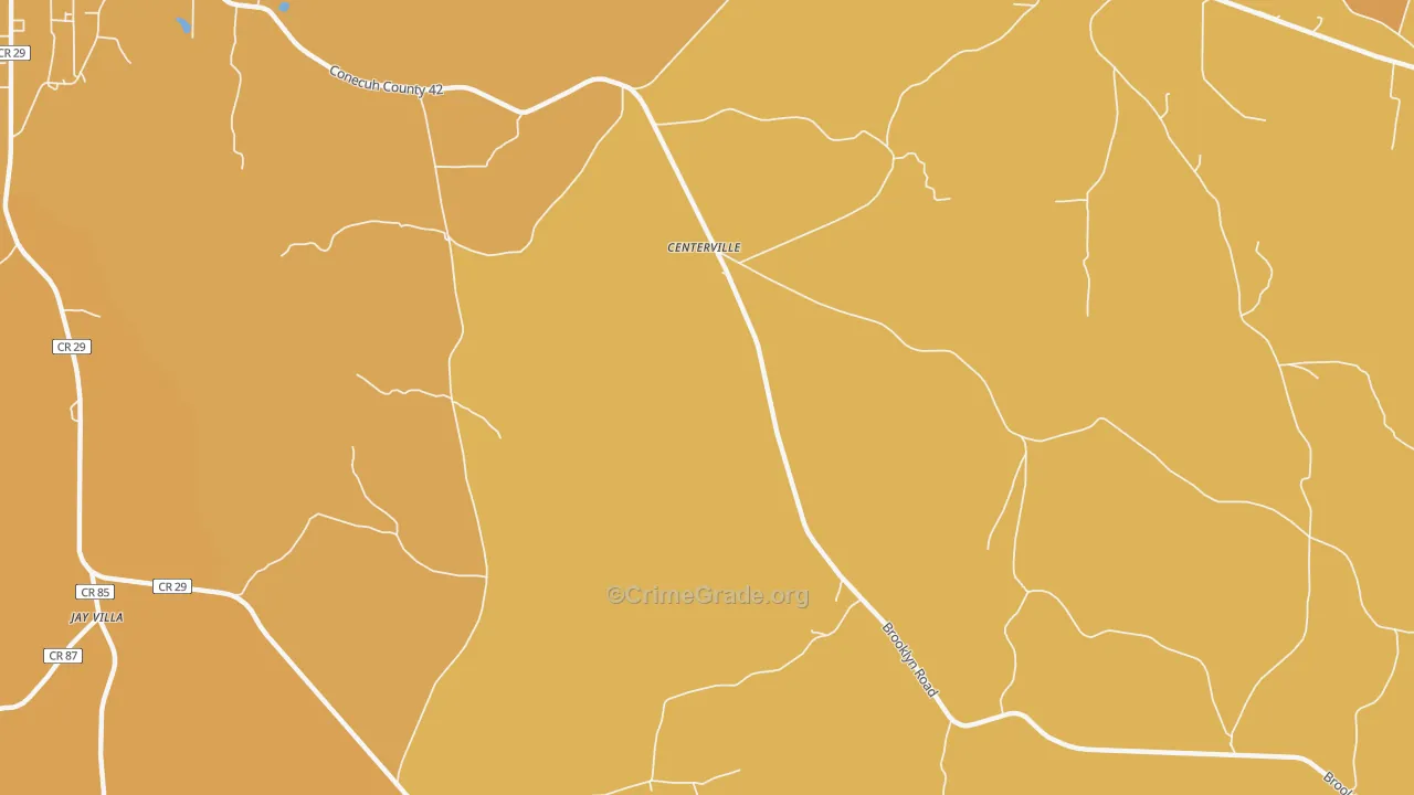 Centerville, AL Map of Vehicle Theft Rates