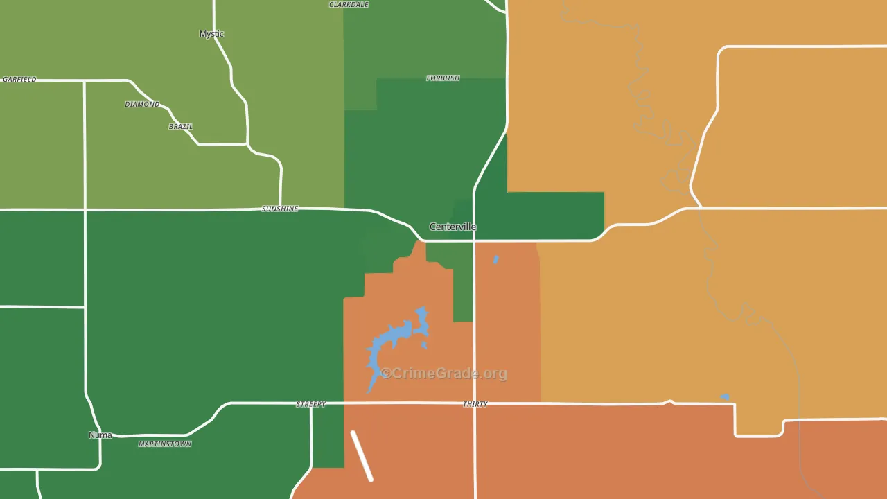 Centerville, IA Map of Vehicle Theft Rates
