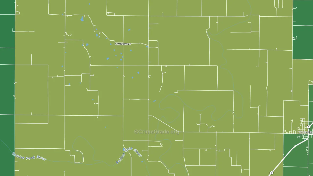 Centerville, IL Map of Vehicle Theft Rates