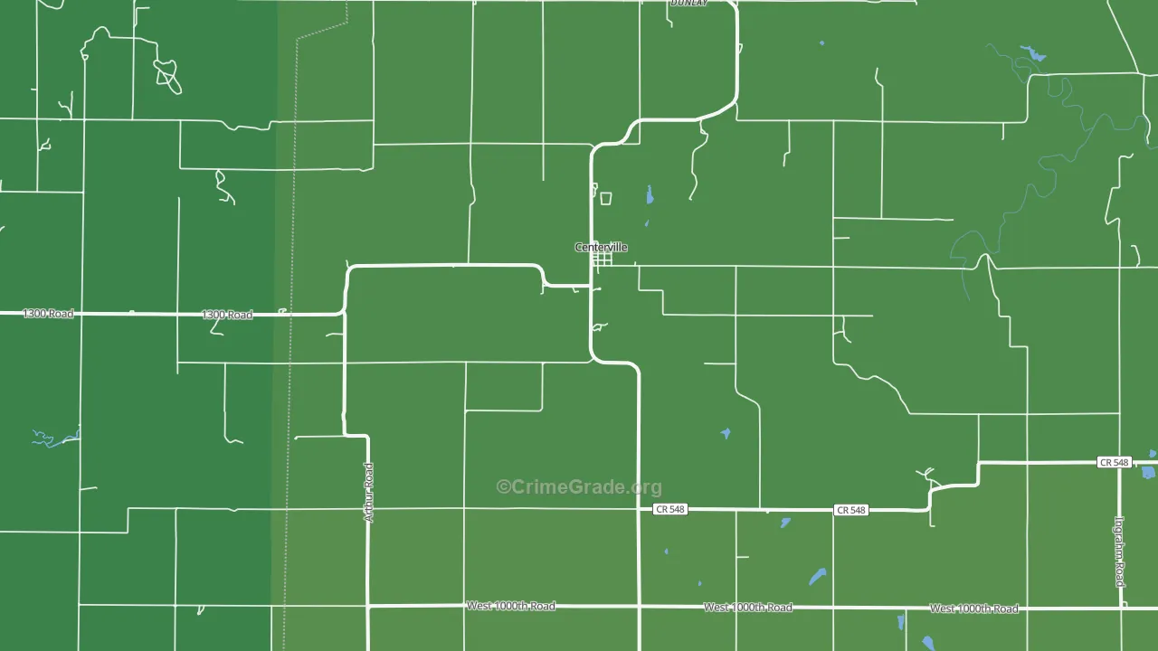 Centerville, KS Map of Vehicle Theft Rates