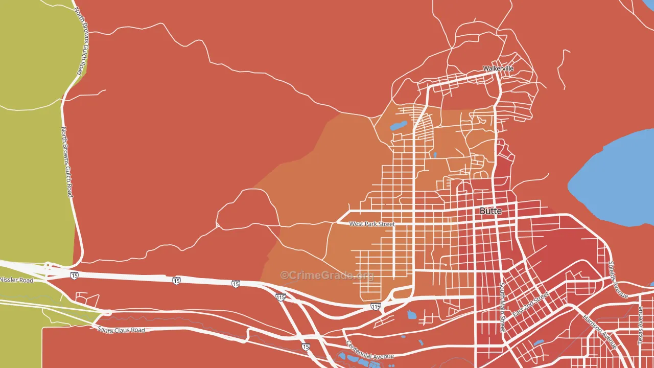 Centerville, MT Map of Vehicle Theft Rates
