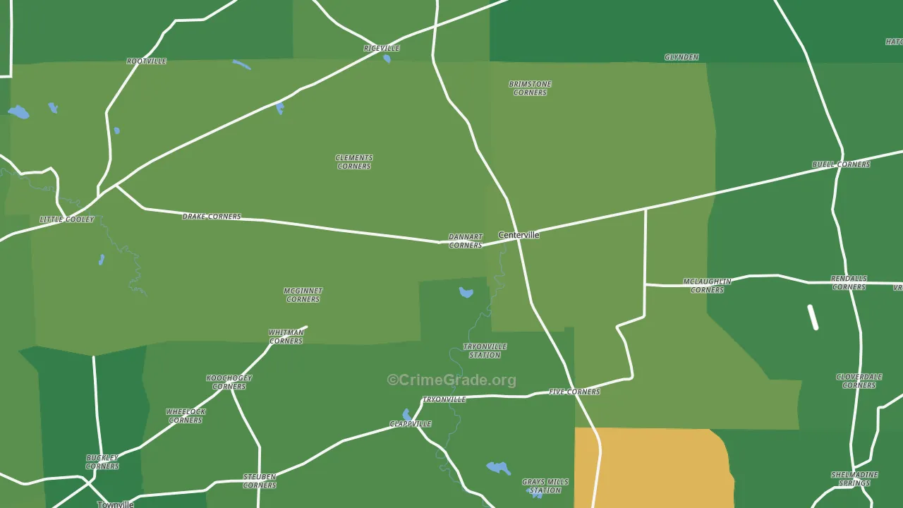 Centerville, PA Map of Vehicle Theft Rates