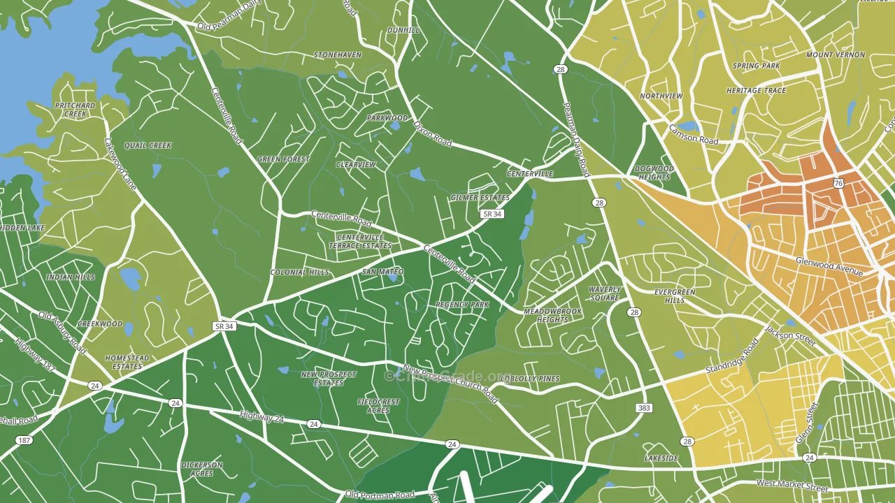 Centerville, SC Map of Vehicle Theft Rates