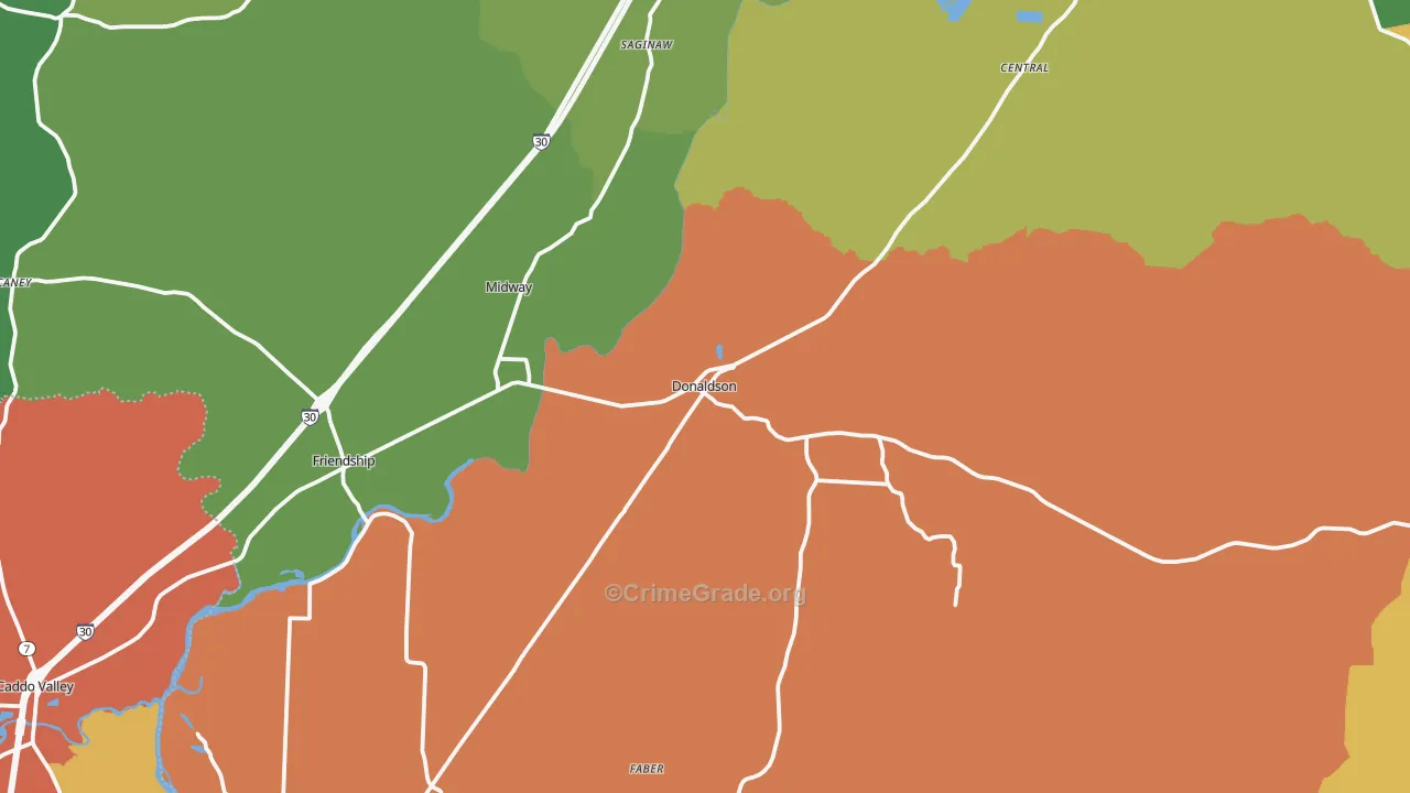Central, AR Map of Vehicle Theft Rates