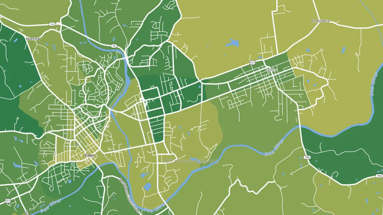 Central Area, Eden, NC Map of Vehicle Theft Rates