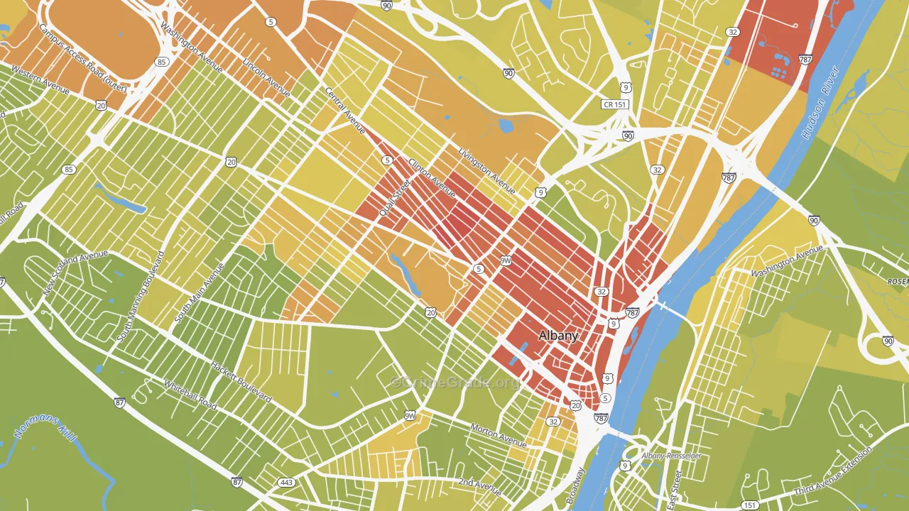Central Ave, Albany, NY Map of Vehicle Theft Rates