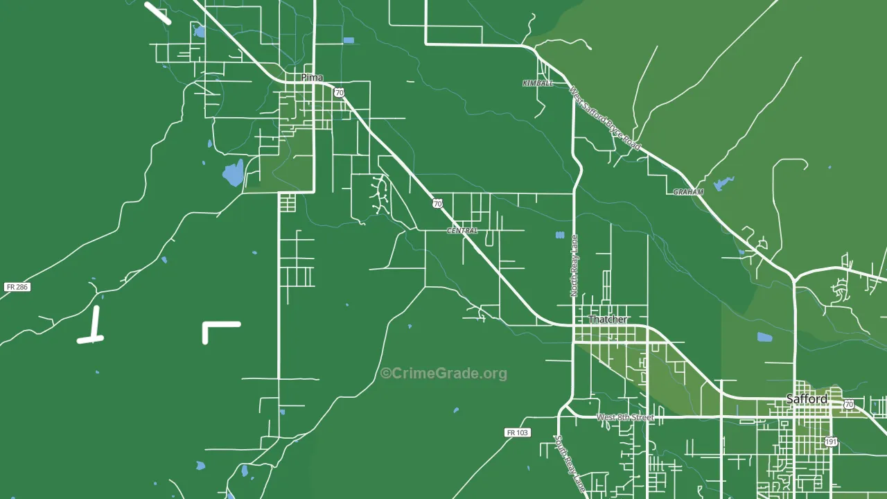 Central, AZ Map of Vehicle Theft Rates