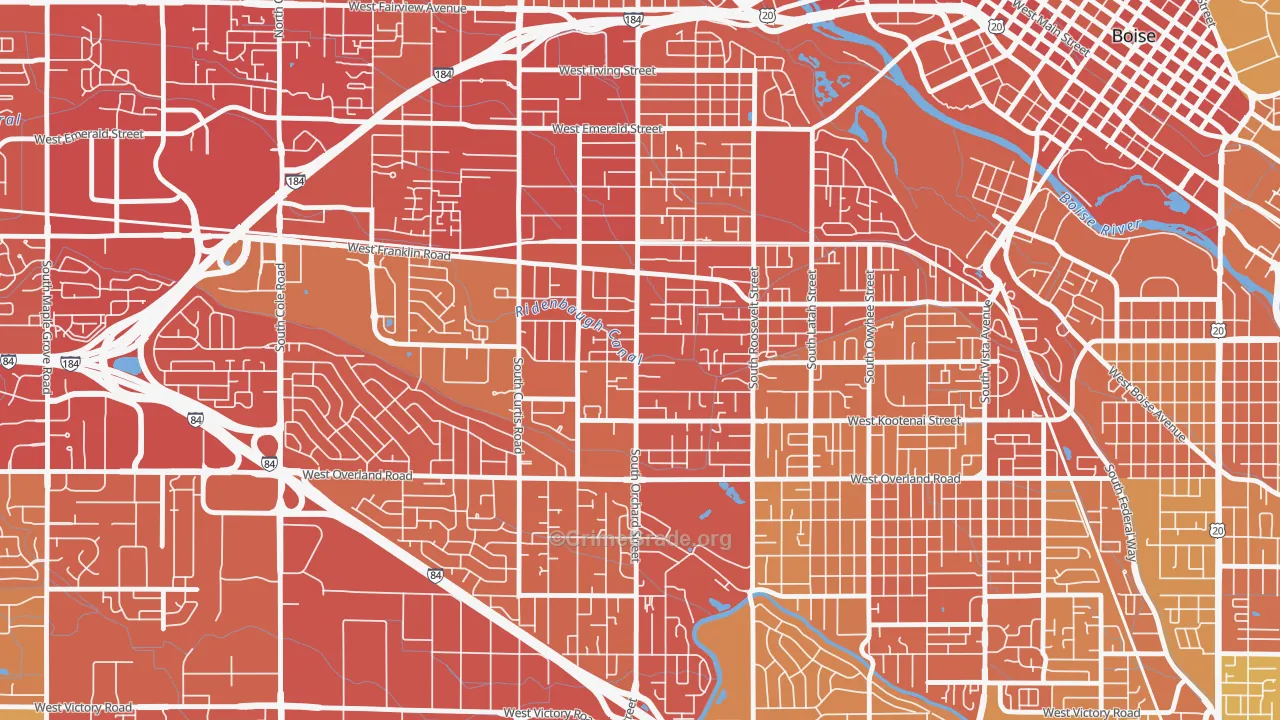 Central Bench, Boise, ID Map of Vehicle Theft Rates