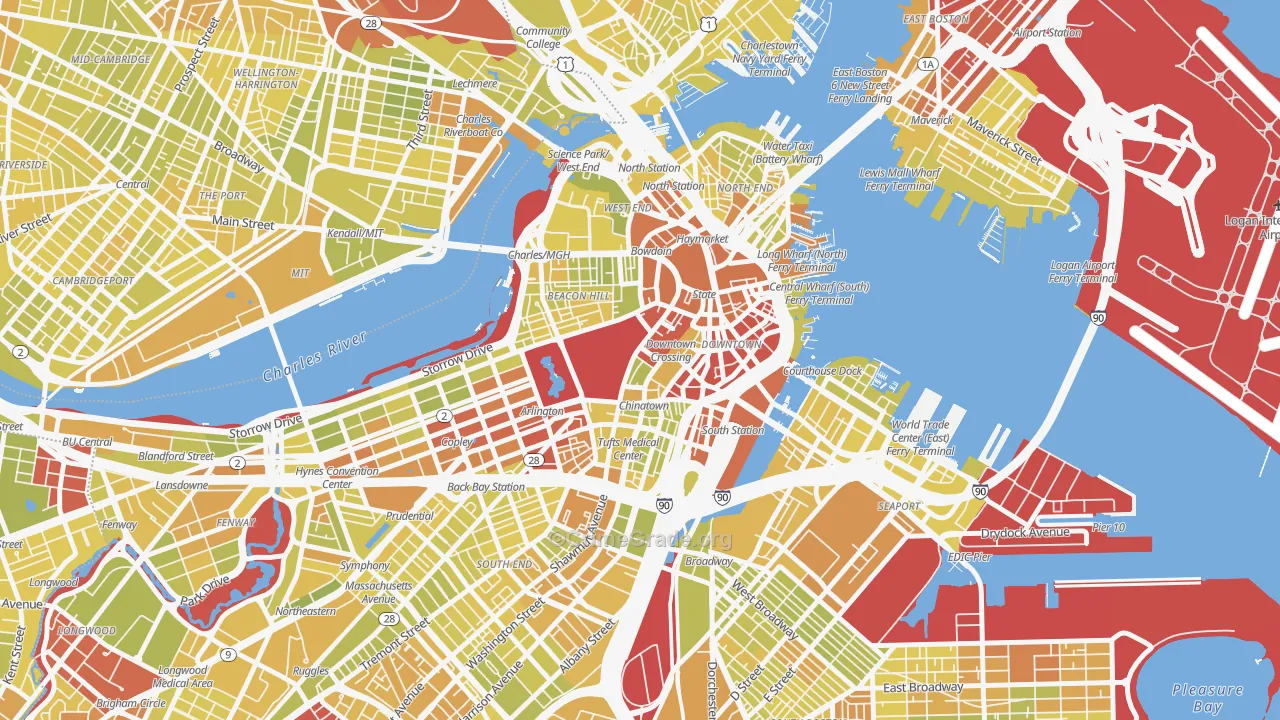 Central, Boston, MA Map of Vehicle Theft Rates