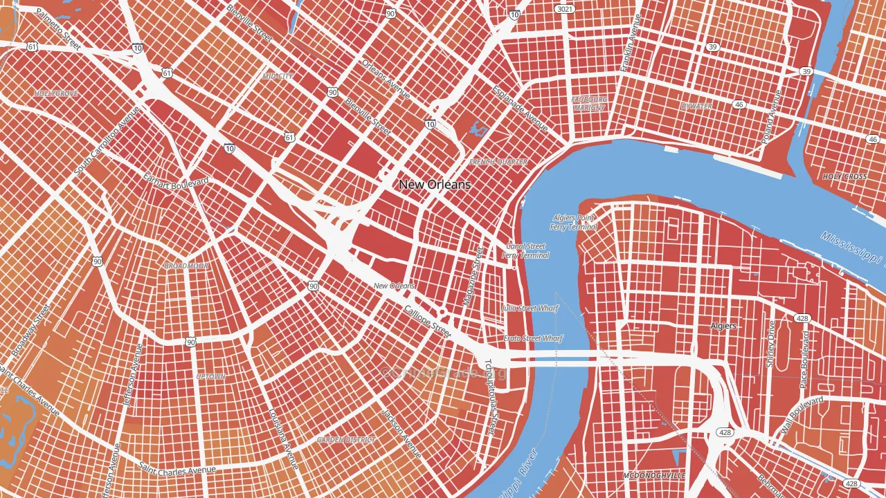Central Business District, New Orleans, LA Map of Vehicle Theft Rates