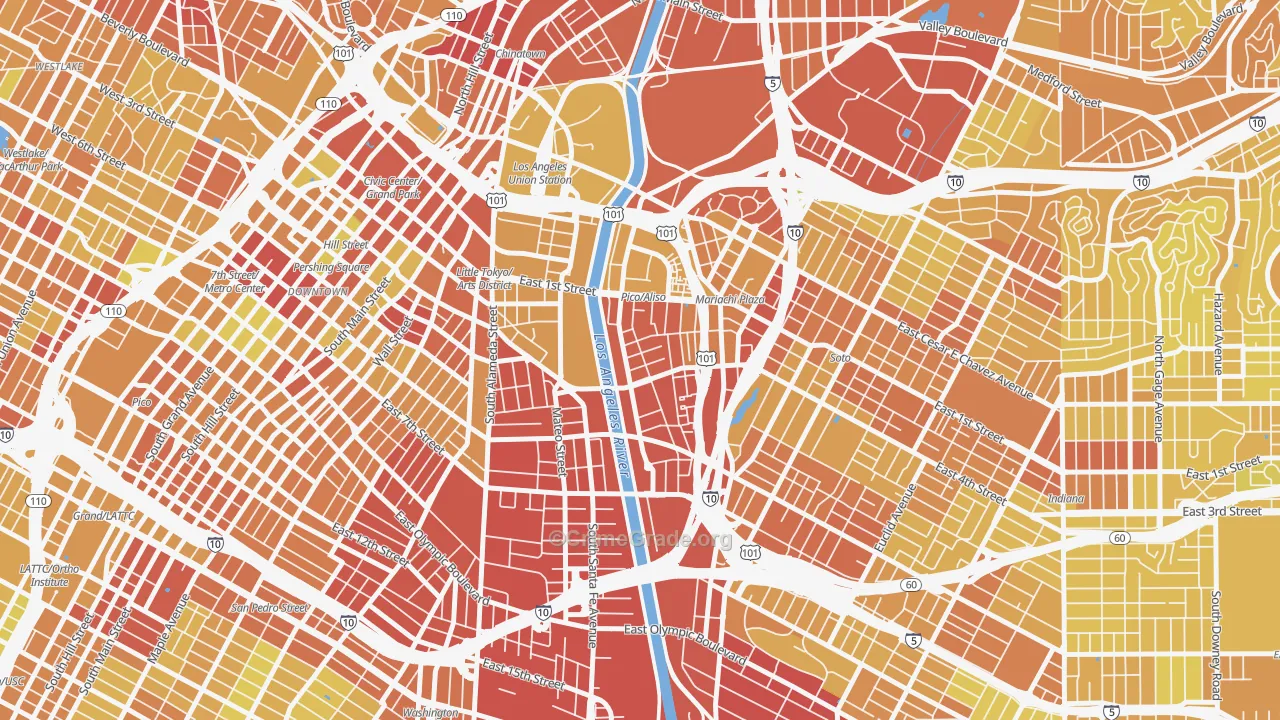 Central City East, Los Angeles, CA Map of Vehicle Theft Rates