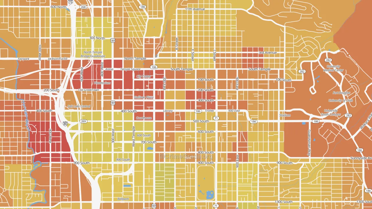 Central City, Salt Lake City, UT Map of Vehicle Theft Rates