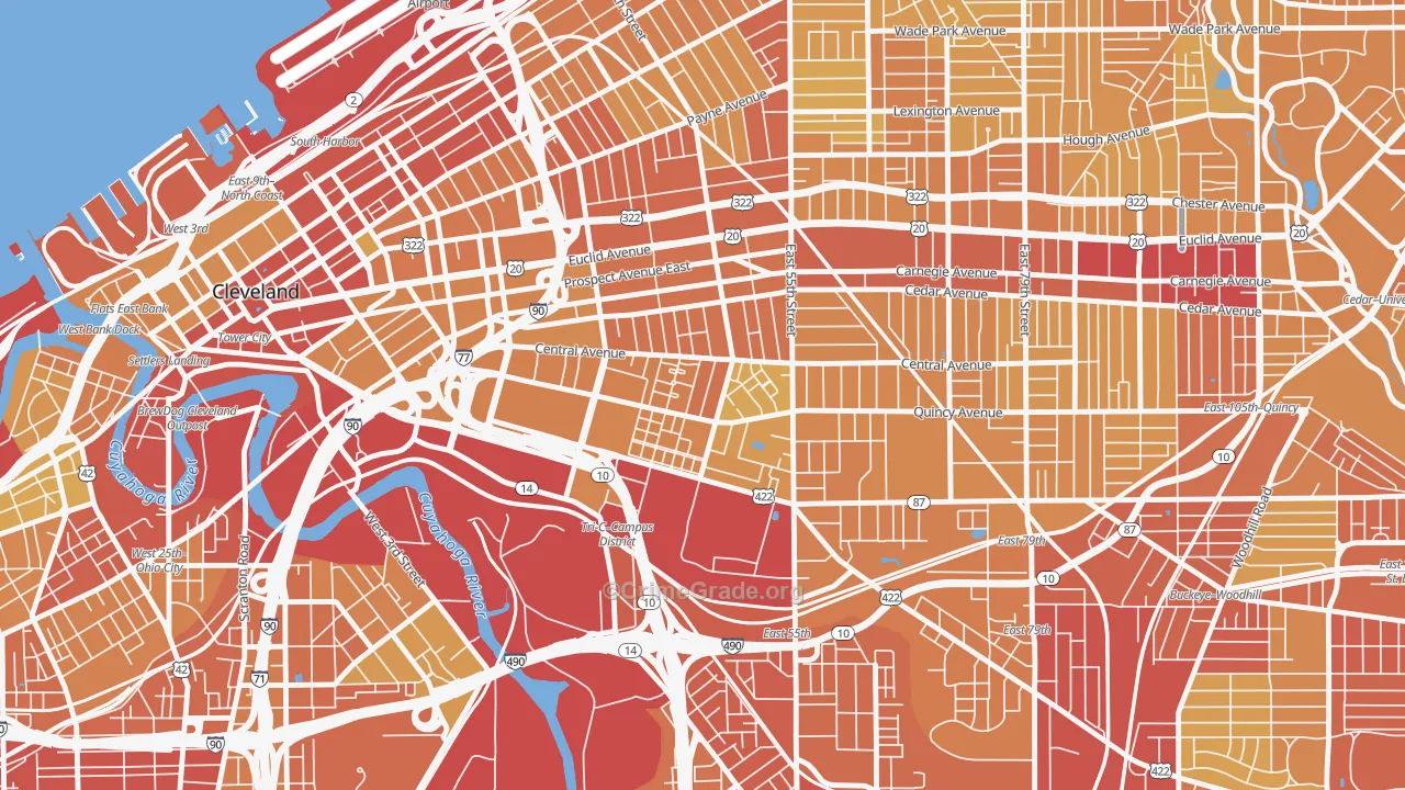 Central, Cleveland, OH Map of Vehicle Theft Rates