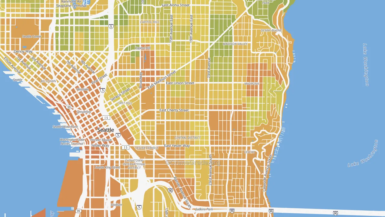 Central District, Seattle, WA Map of Vehicle Theft Rates