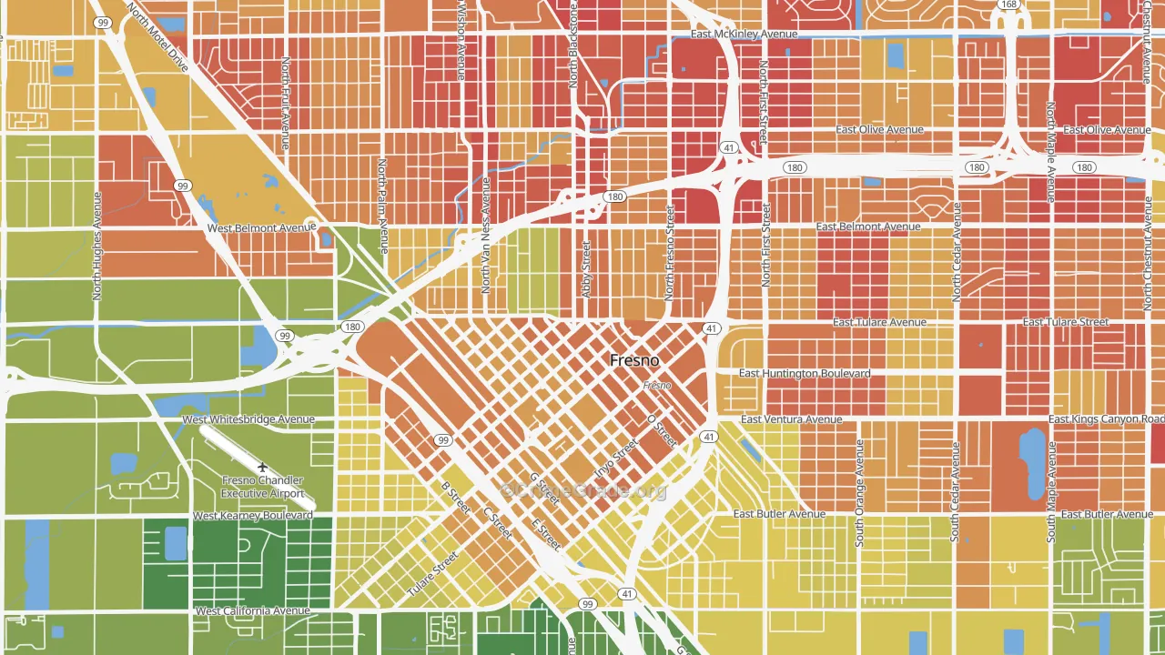 Central, Fresno, CA Map of Vehicle Theft Rates