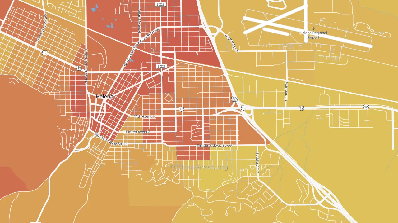 Central, Helena, MT Map of Vehicle Theft Rates