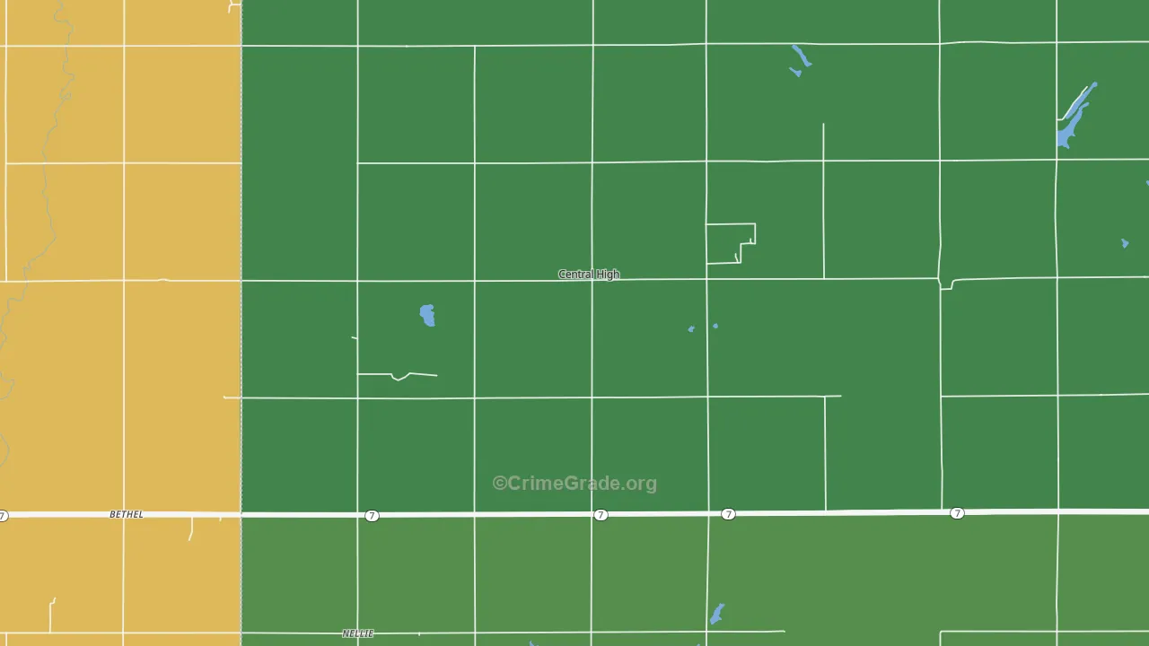 Central High, OK Map of Vehicle Theft Rates