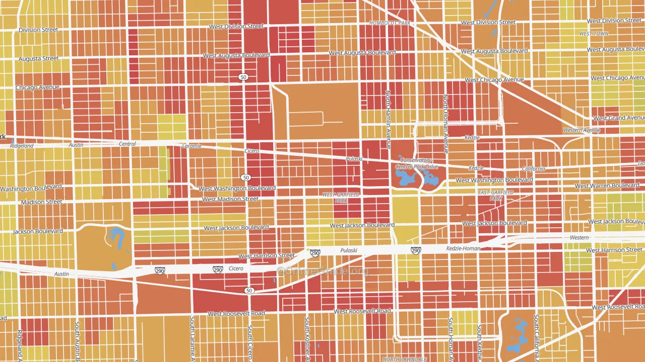 Central Park, Chicago, IL Map of Vehicle Theft Rates