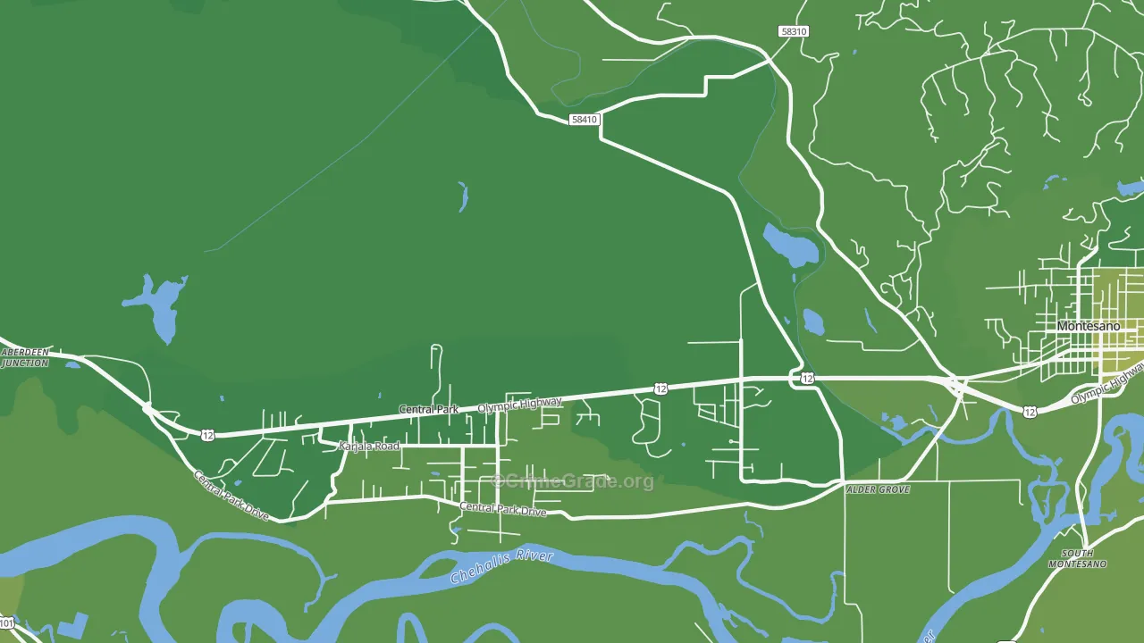 Central Park, WA Map of Vehicle Theft Rates