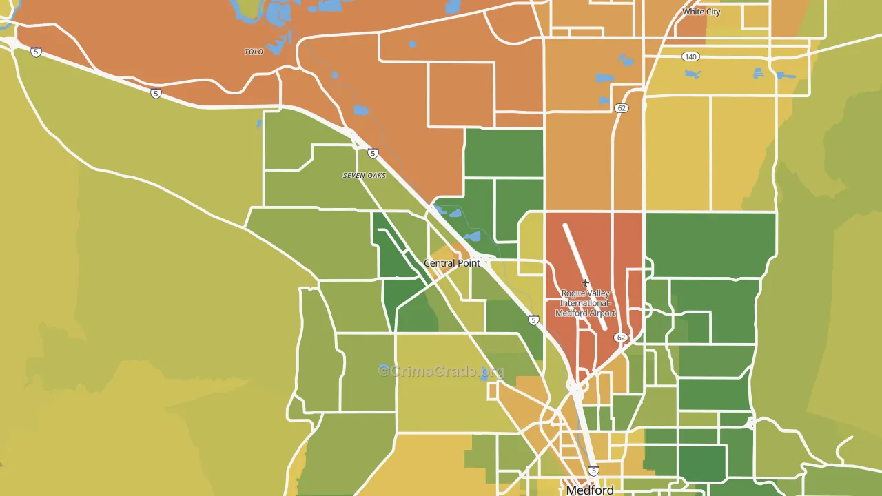 Central Point, OR Map of Vehicle Theft Rates