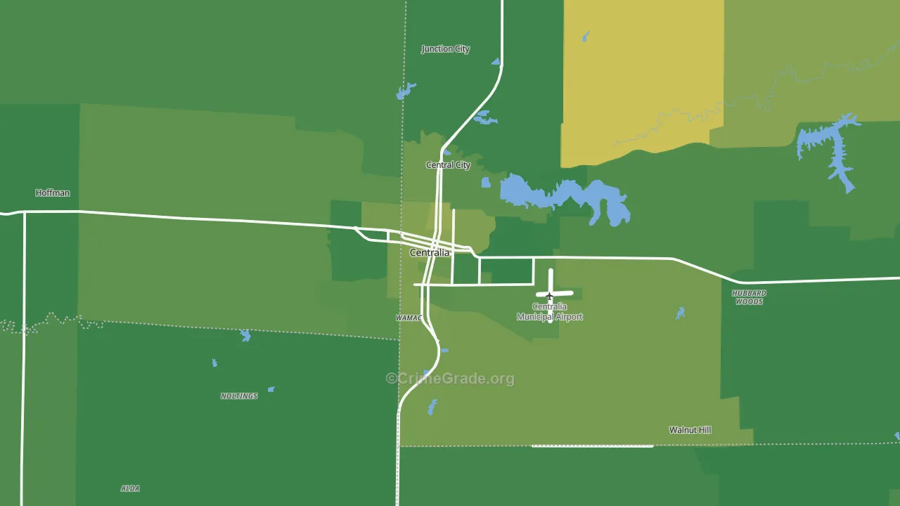 Centralia, IL Map of Vehicle Theft Rates