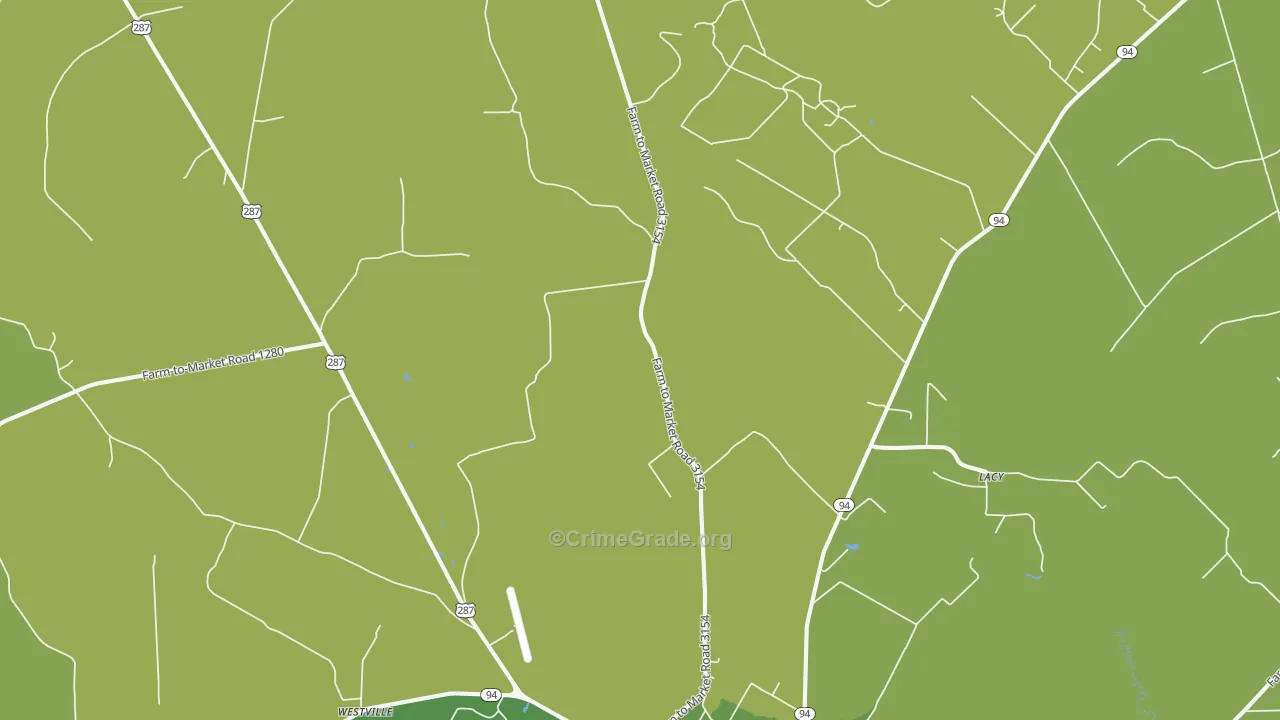 Centralia, TX Map of Vehicle Theft Rates
