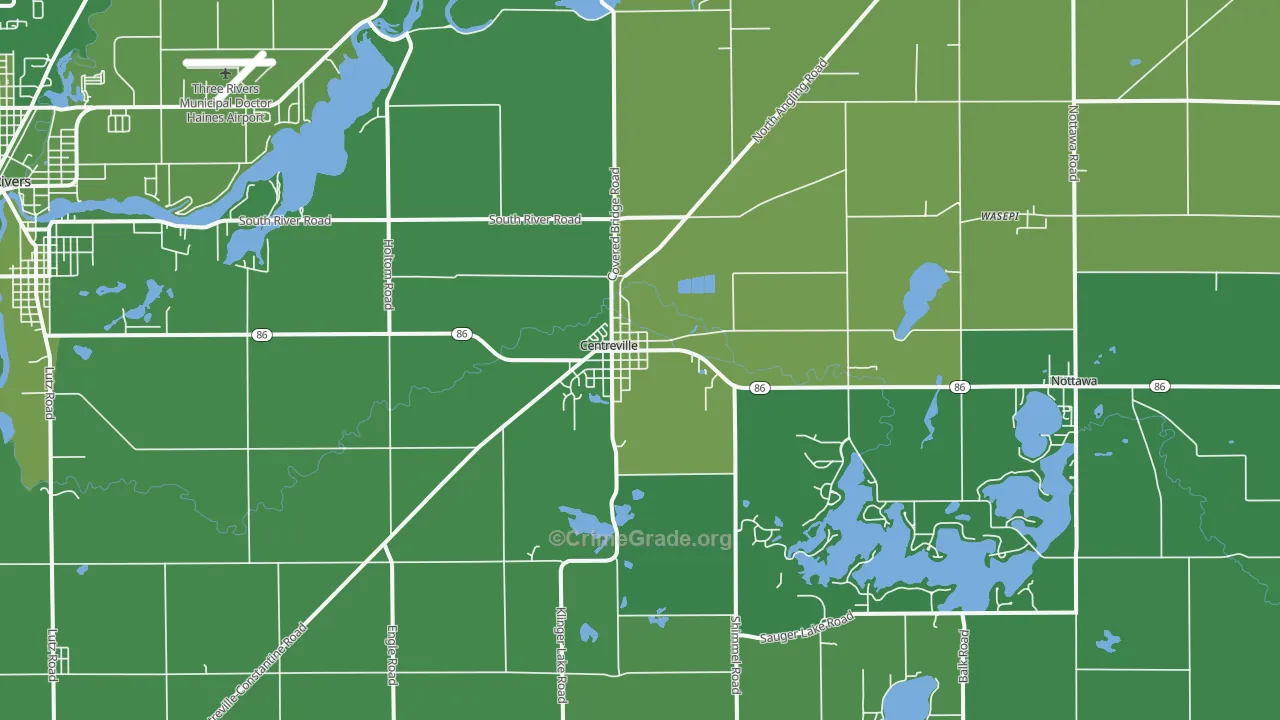 Centreville, MI Map of Vehicle Theft Rates