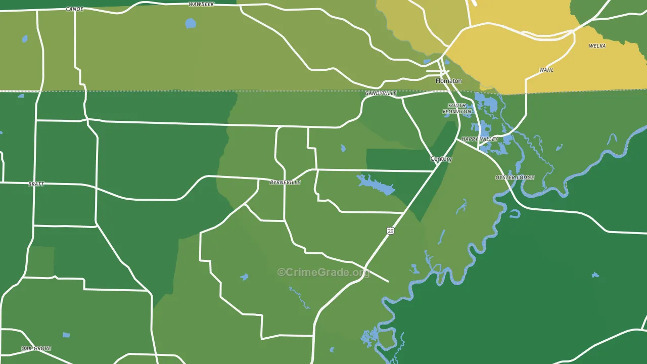 Century, FL Map of Vehicle Theft Rates