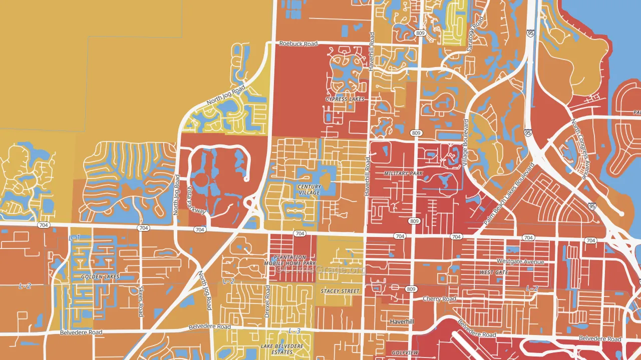 Century Village, West Palm Beach, FL Map of Vehicle Theft Rates