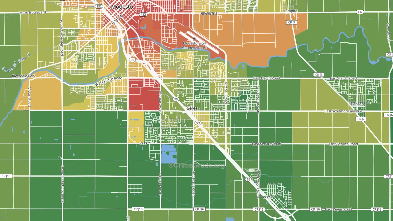 Ceres, CA Map of Vehicle Theft Rates